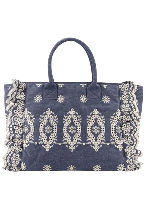 Girls' vanity bag with ruffle and denim Sangallo pattern MC2 SAINT BARTH | 00485L/ANDENIM